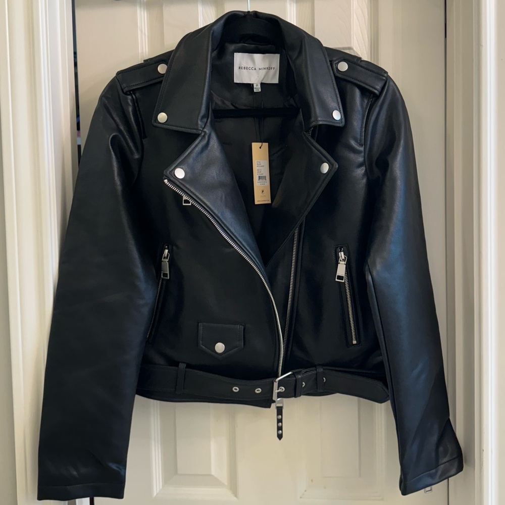 NWT Rebecca Minkoff Jett Moto Smooth Faux Leather Jacket - Size: M
